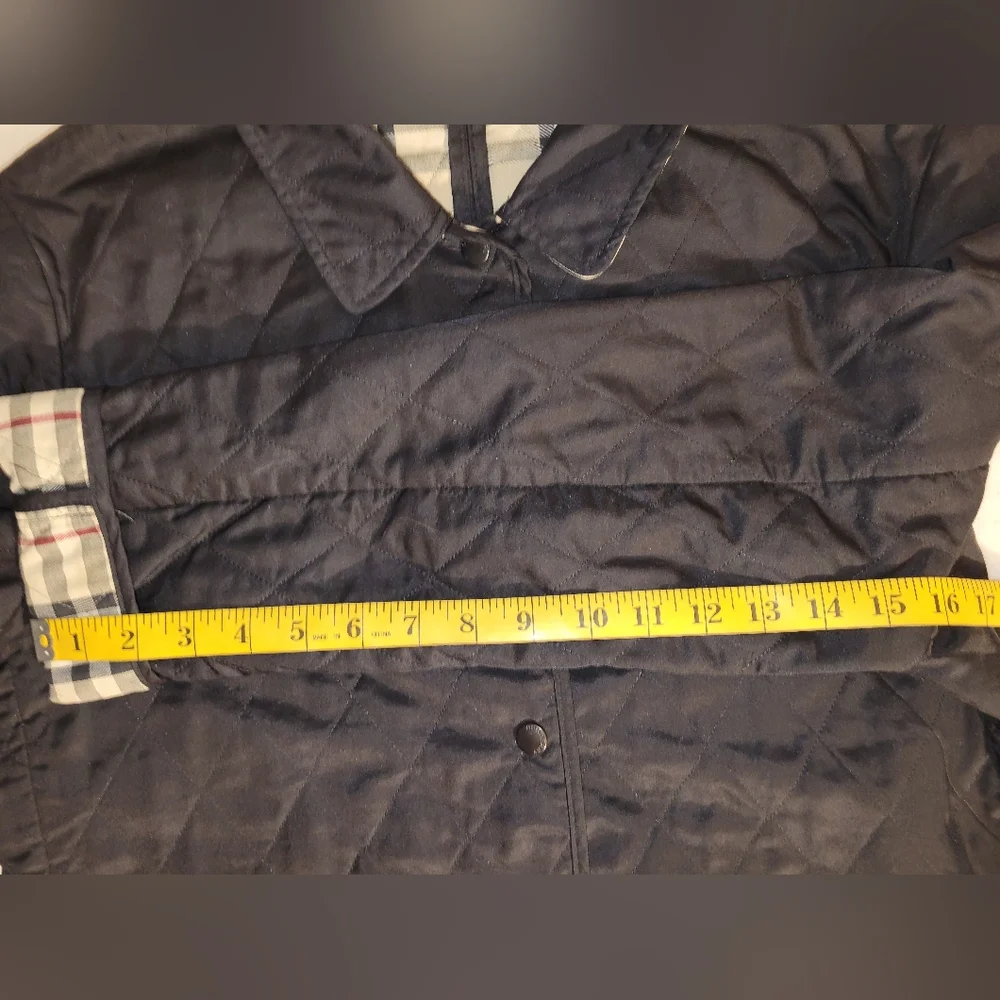 Burberry London Black Quilted Nova Check Snap Close Front Pockets Sz Lg Reg - Picture 5 of 12